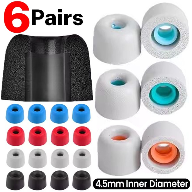 Earphone Foam Tip - 6/1 Paar weiche Memory-Schaum-Ohrhörer-Ohrstöpsel für kabellose