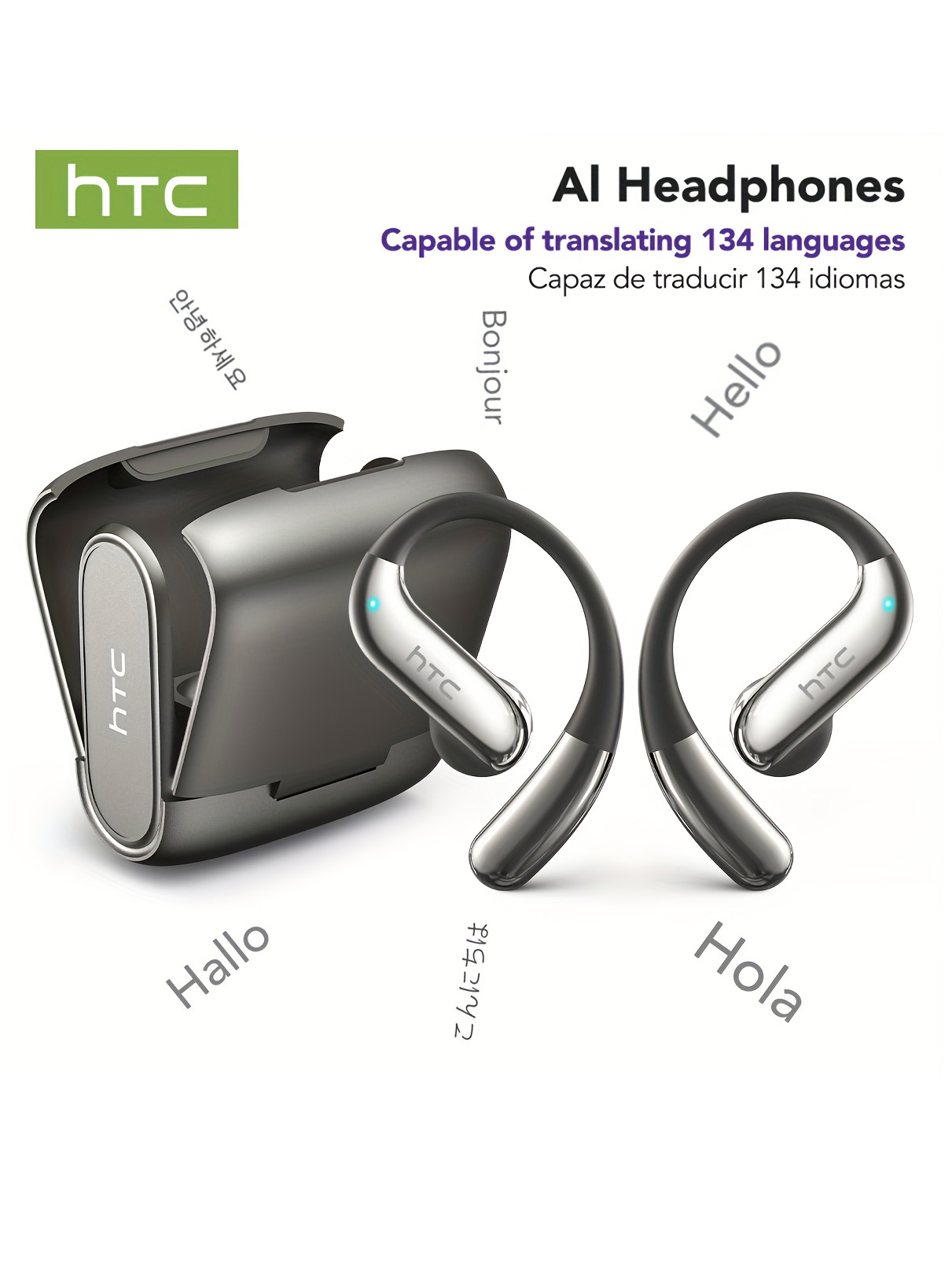 Noise Cancelling Headphone - Open-Ear-Bluetooth-Kopfhörer, HTC 30-Stunden-Wiedergabe, kabellose Ohrhörer, Ohrhörer