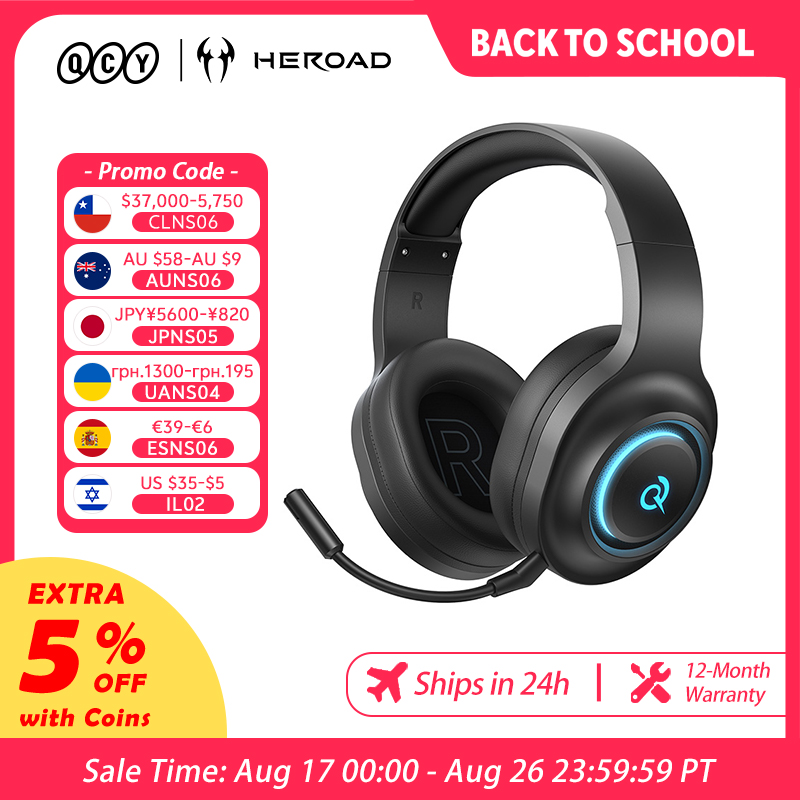 Gaming Headset Rgb - QCY Heroad V200 Gaming-Headset mit Mikrofon,
