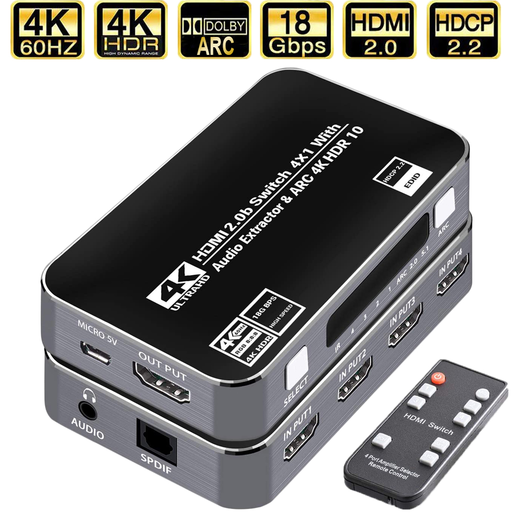 Earphone Splitter Jack - 60Hz 4K HDMI-Switch HDR HDMI ARC