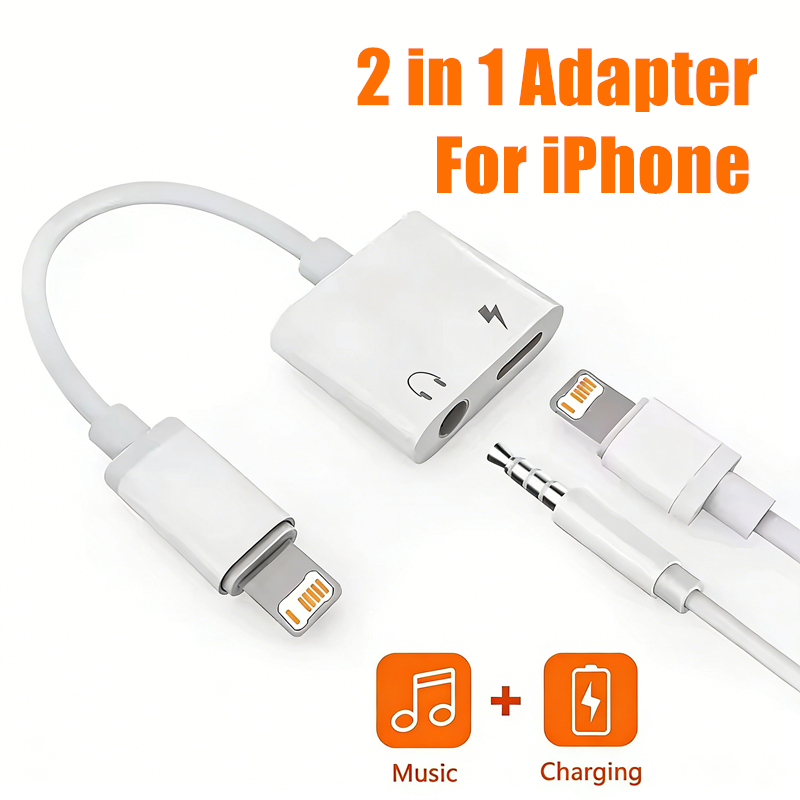 Earphone Splitter Jack - 2-in-1 iOS zu 3,5mm Klinke Audio-Ladeadapter