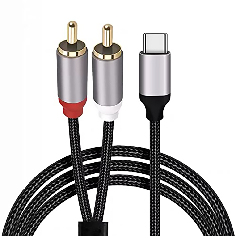 Earphone Splitter Jack - USB-C-auf-2-RCA-Audiokabel, Typ-C-auf-RCA-Stecker auf Stecker, Y-RCA-Splitter, 2-RCA-Buchse,